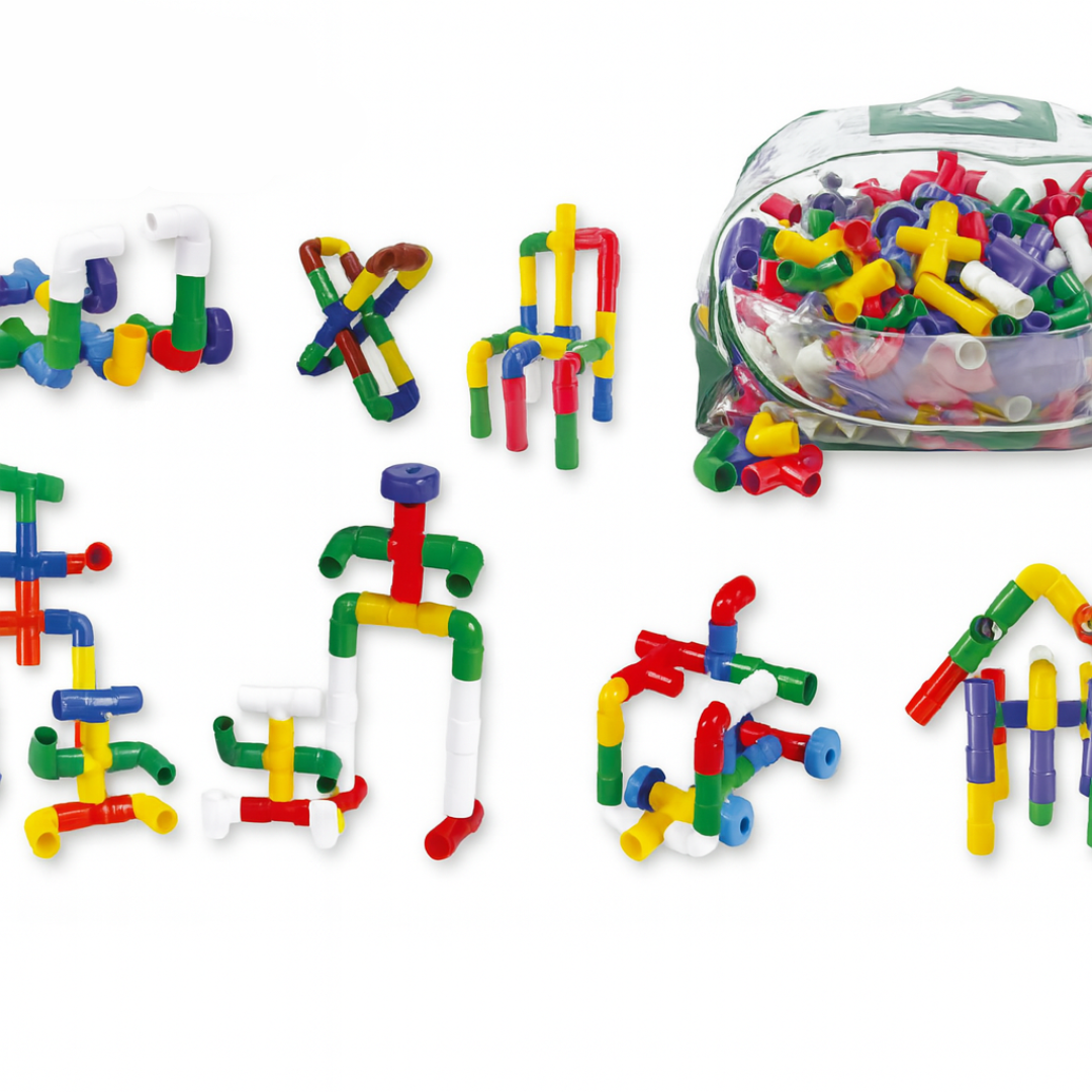 Tubetes – Conjunto de 300 Peças em Plástico Atóxico com Sacola PVC