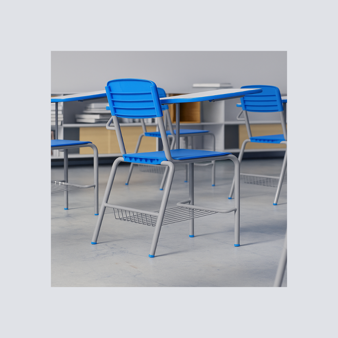 Cadeira Universitária Com Superfície De Trabalho Acoplada