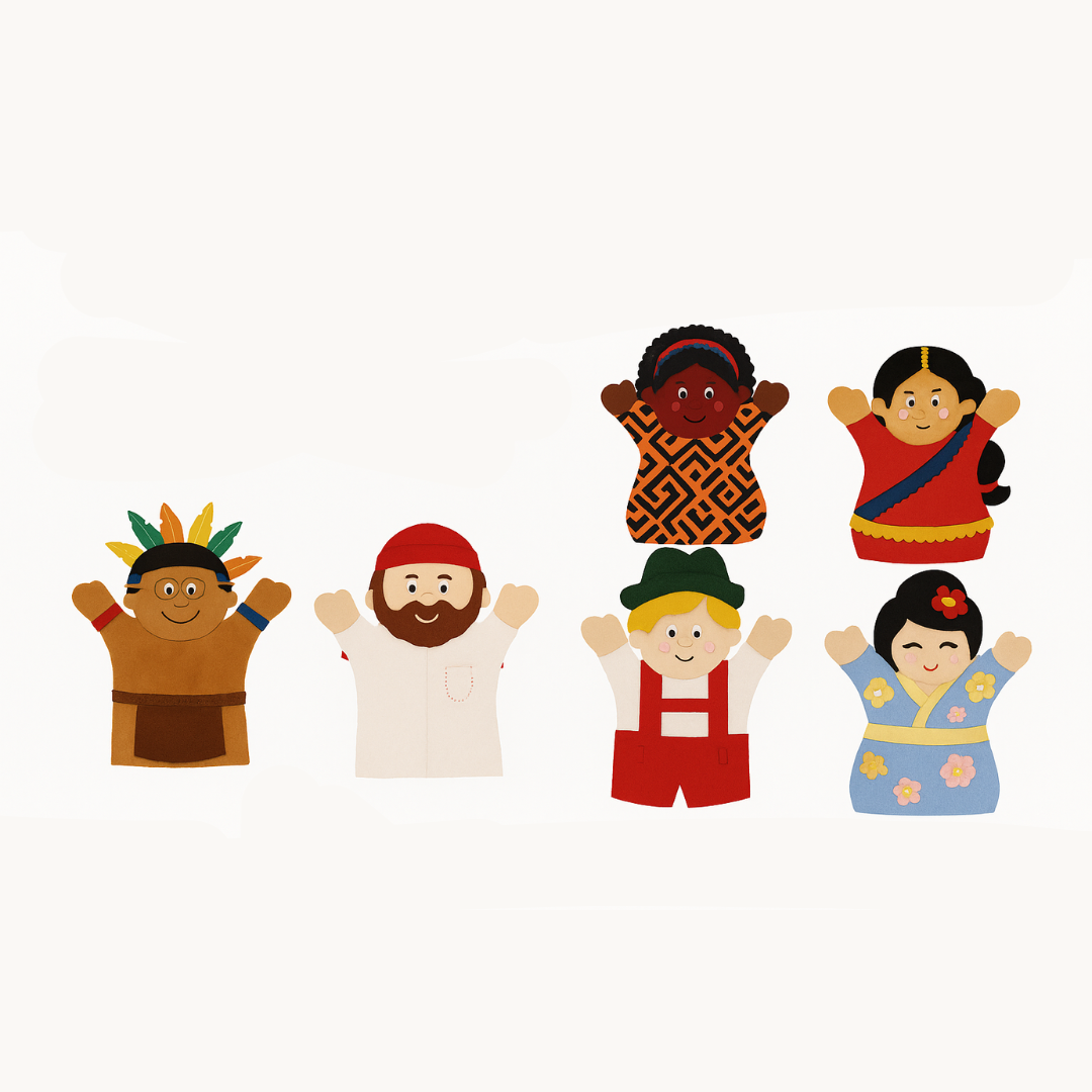 Conjunto de Fantoches de Etnias – Diversidade Cultural