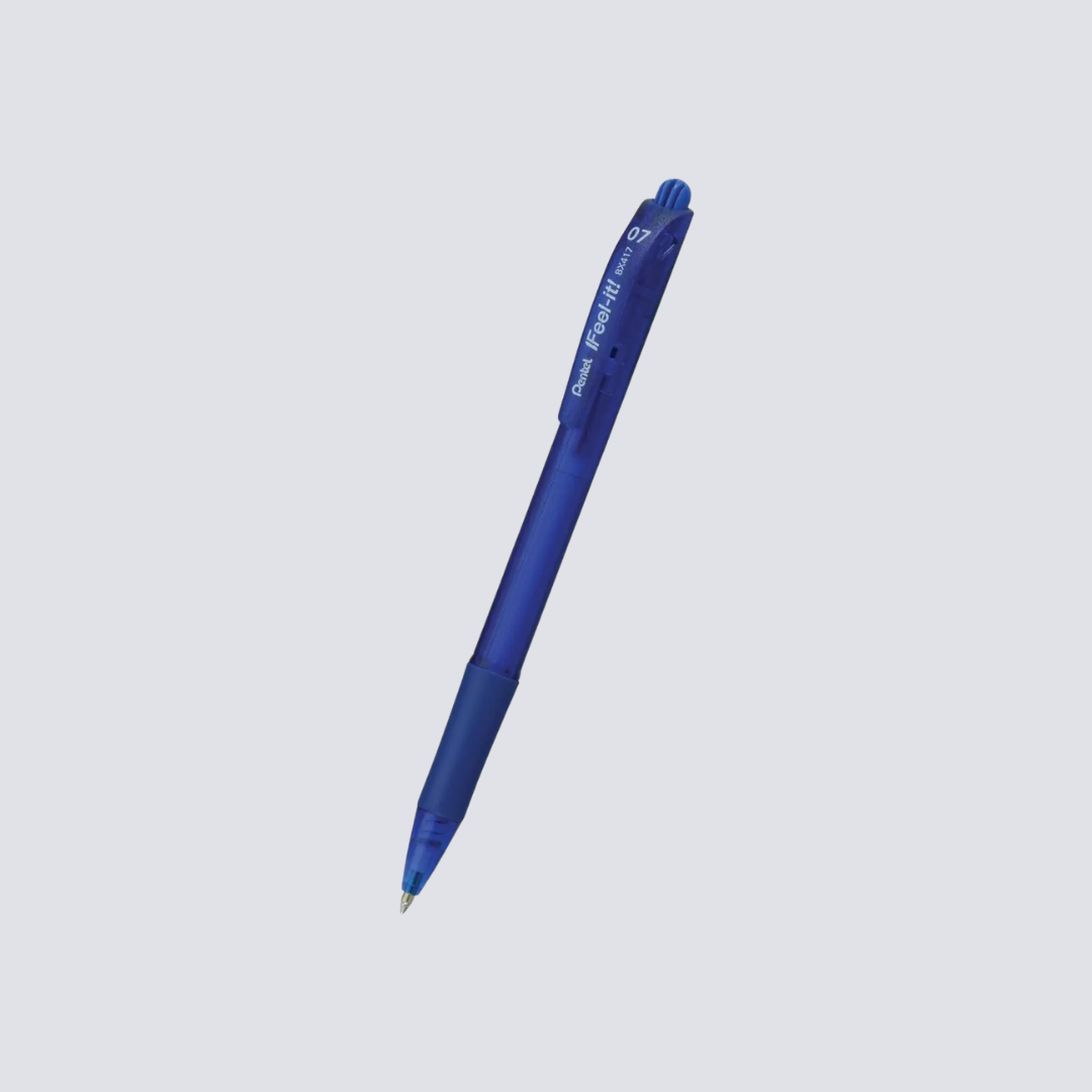 Caneta Esferográfica Escrita Fina Azul – Ponta Aço Inox, Caixa com 12 Unidades