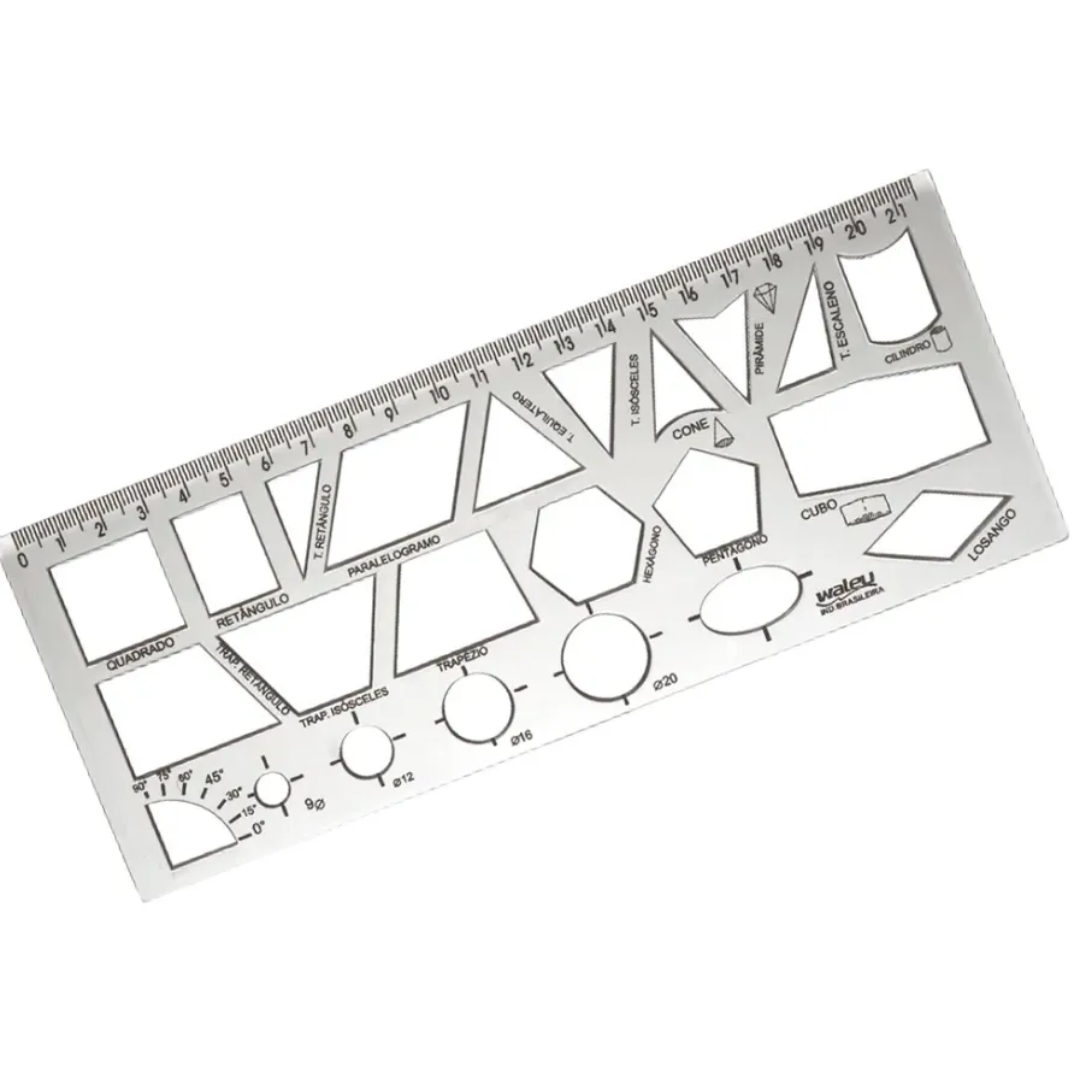 Régua Escolar Geométrica Cristal - Maxcril