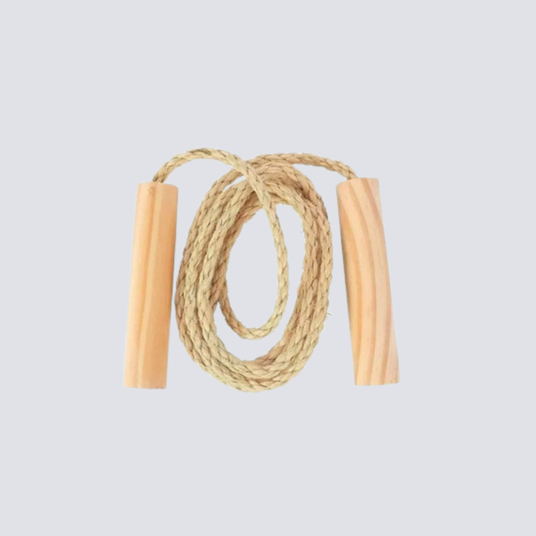 Corda De Pular Individual Com Manoplas De Madeira – Sisal 2 m x 8 mm