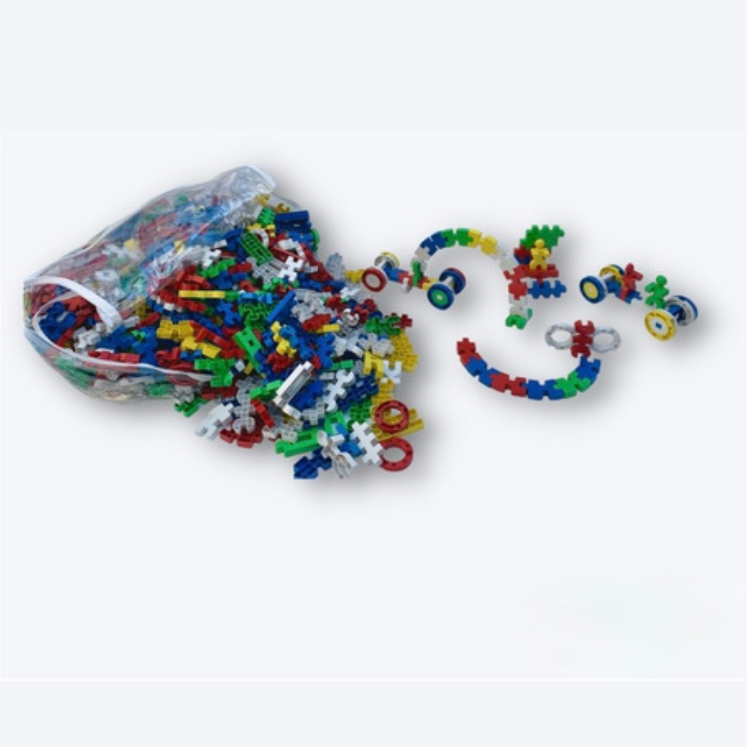 Sacolão com Peças de Encaixe Blocos de Montar Coloridos