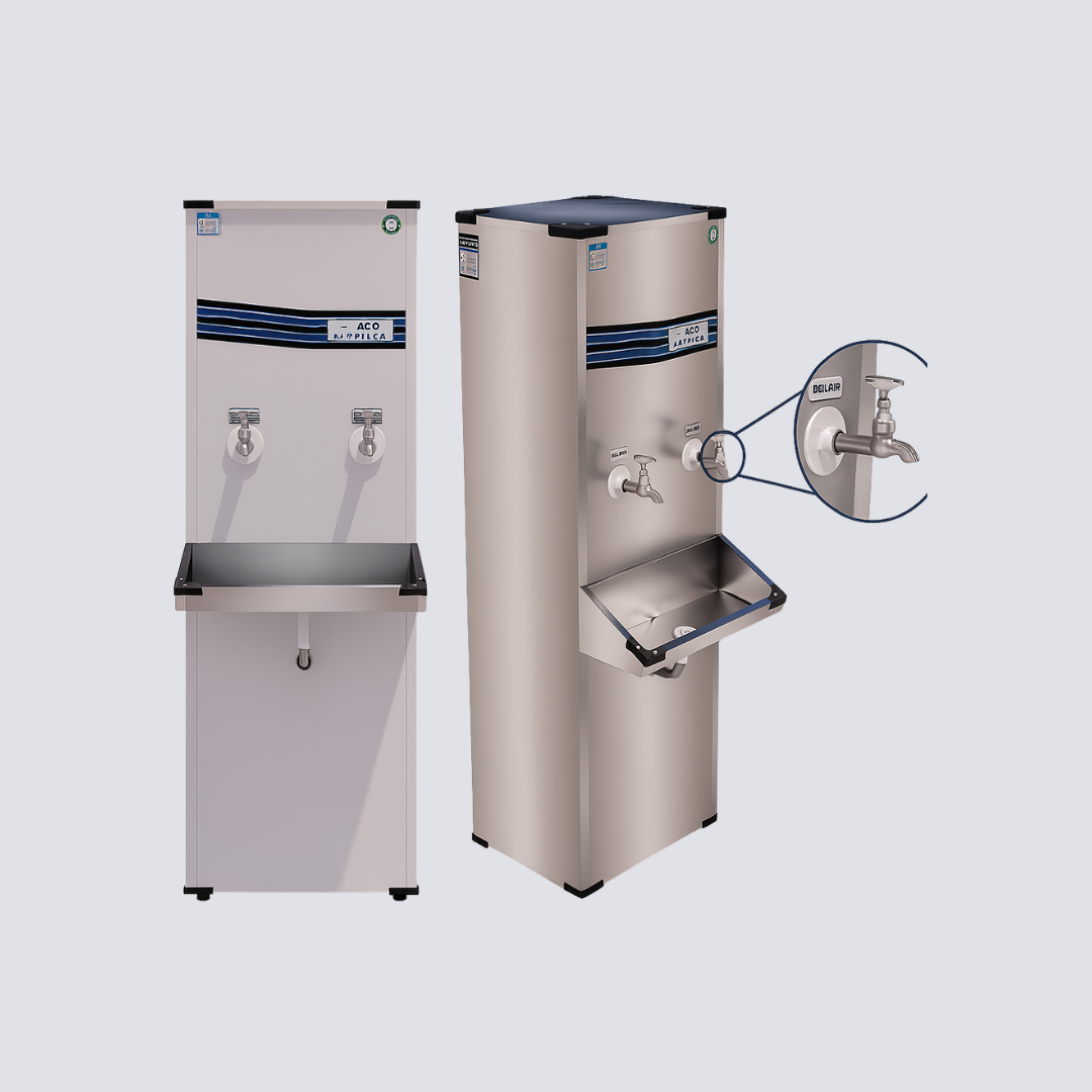 Bebedouro Industrial Inox 80 Litros com Refrigeração Embutida, 2 Torneiras Cromadas e Certificação Inmetro