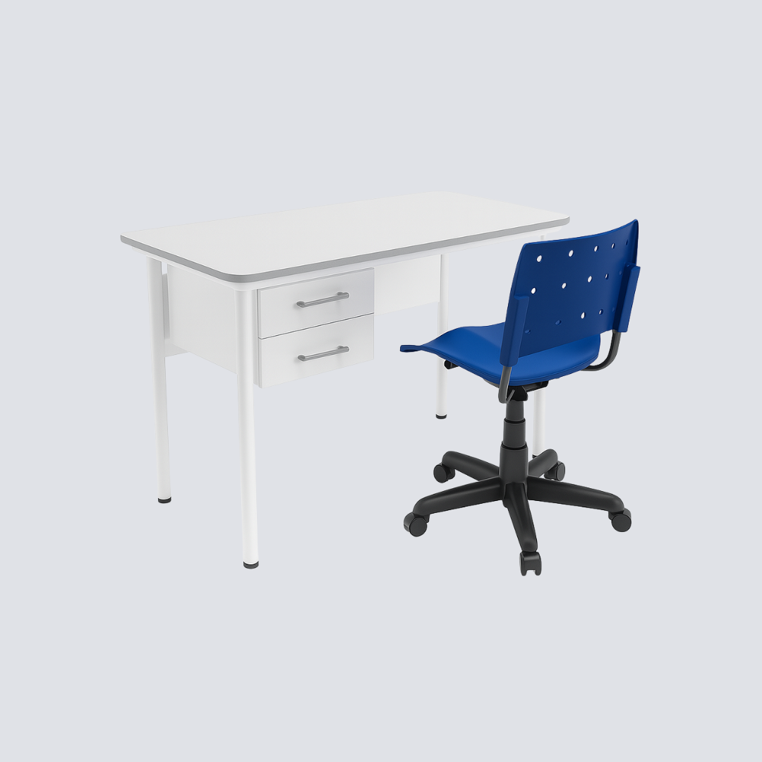 Conjunto de Mesa e Cadeira Giratória para Professor