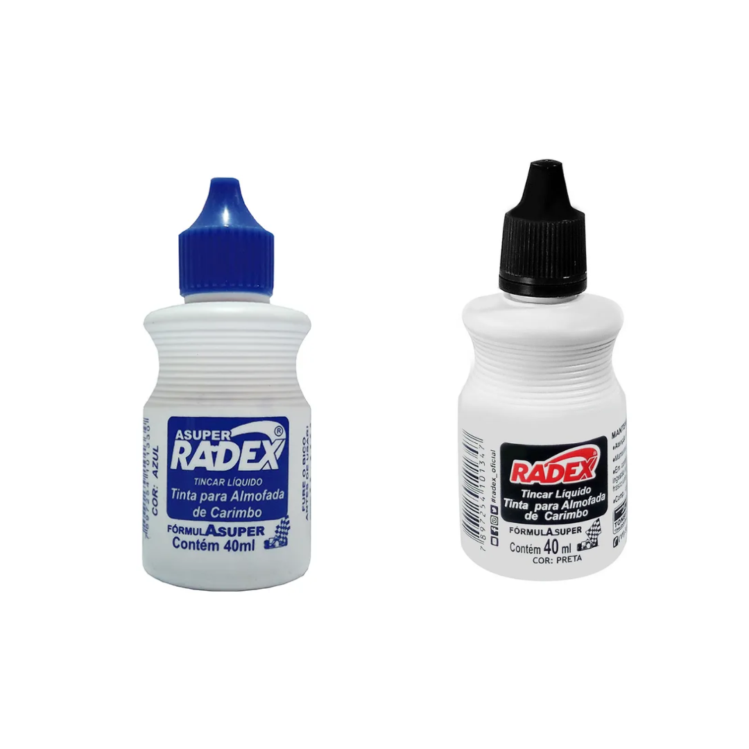 Tinta para Almofada de Carimbo nas Cores Preta e Azul - Radex