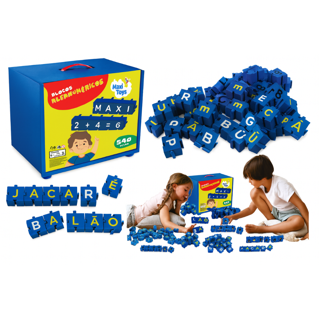 Blocos Alfanuméricos – Conjunto Educativo com Encaixe