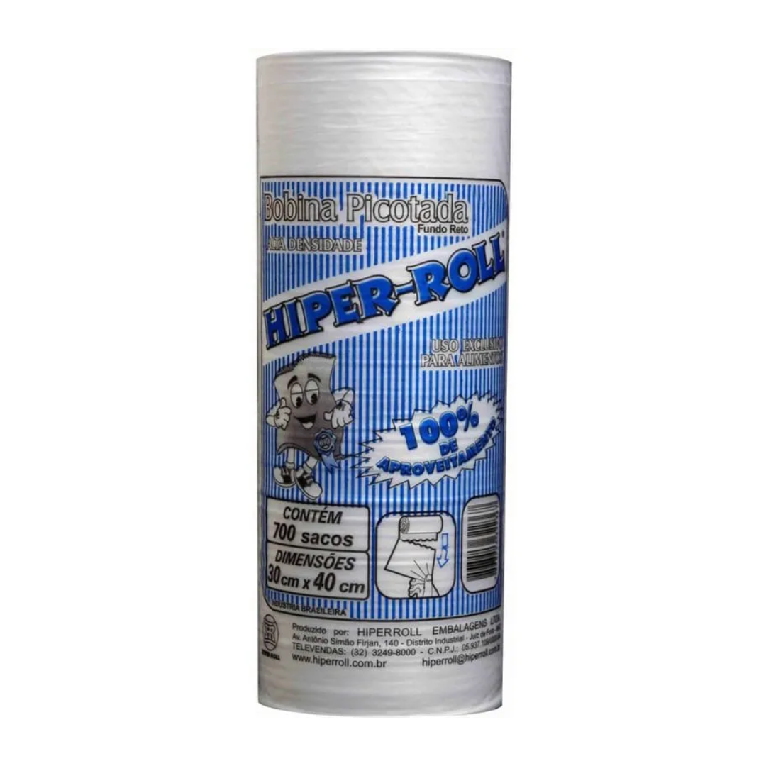 Bobina Plástica Picotada 30x40 - Hiper-Roll