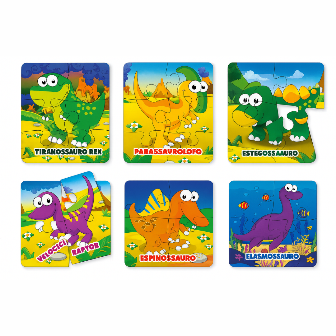 Quebra‑Cabeça de Dinossauros – Puzzle em MDF com Caixa de Madeira