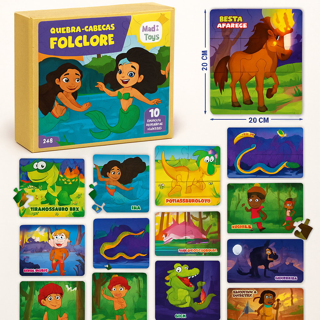 Quebra‑Cabeça do Folclore – Com Personagens do Folclore Brasileiro em Papelão Paraná